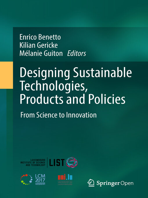 Title details for Designing Sustainable Technologies, Products and Policies by Enrico Benetto - Available